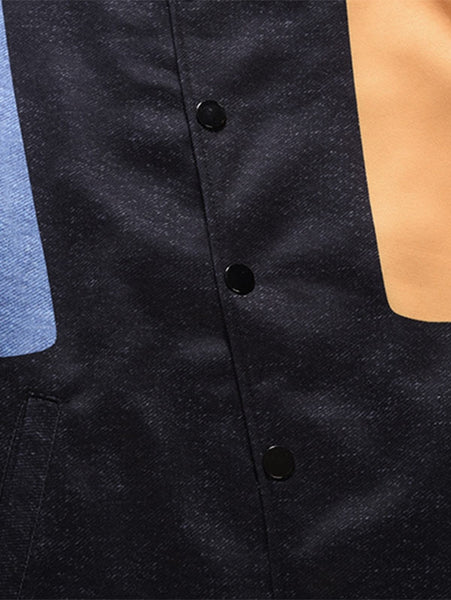Zipper Pocket 3D Print Color Block Jacket