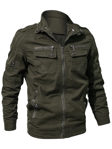 Zipper Pocket Turndown Collar Jacket