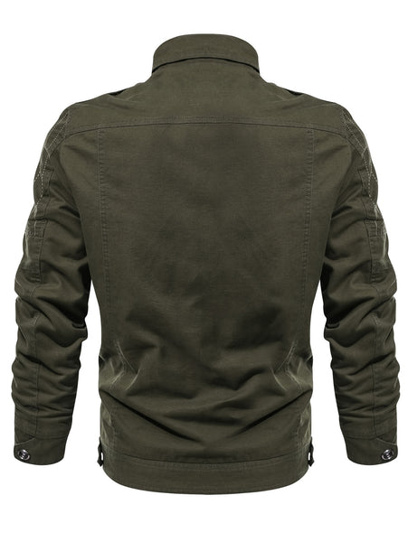 Zipper Pocket Turndown Collar Jacket