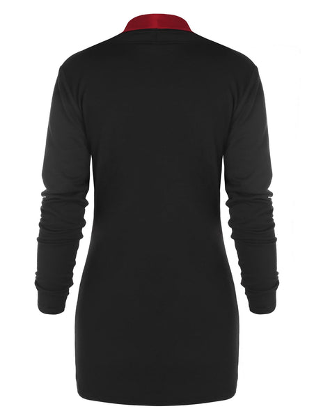 Zipper Embellished Long Sleeve Asymmetrical T-shirt