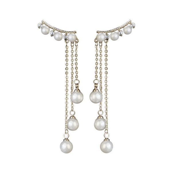 Elegant Tassel Earrings Elegant Female Pearl Anti Allergy Ear Studs