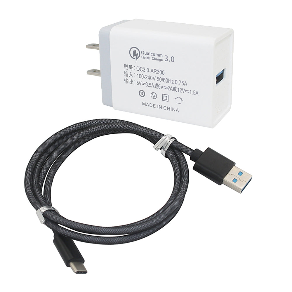 Minismile 18W QC3.0 Universal Travel US Plug Quick Charge USB Power Adapter Wall Charger with USB 3.1 Type-C Cable Kit