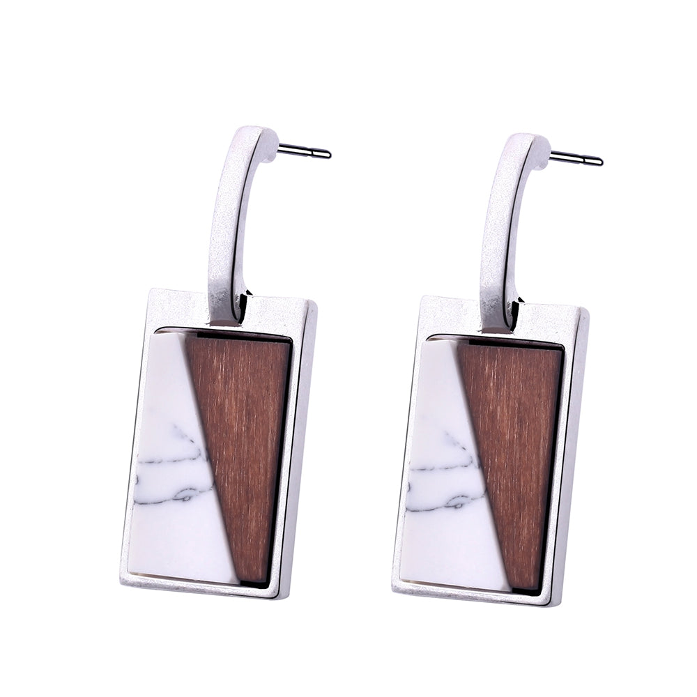 Oblong Restoring Ancient Ways Earring Female High-Grade Temperament Woodiness