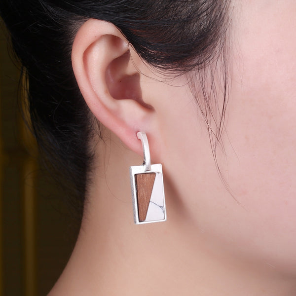 Oblong Restoring Ancient Ways Earring Female High-Grade Temperament Woodiness