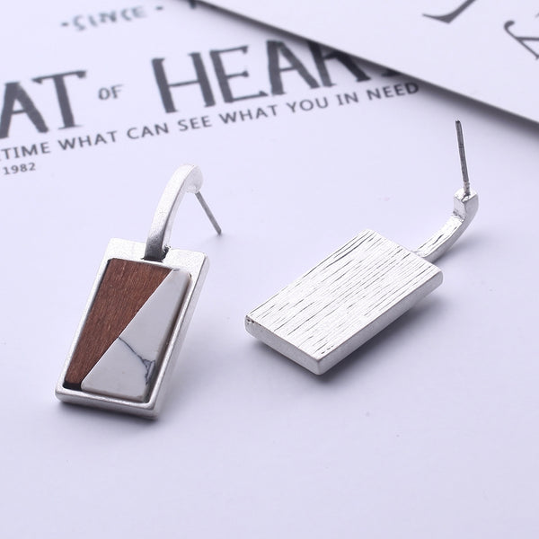 Oblong Restoring Ancient Ways Earring Female High-Grade Temperament Woodiness