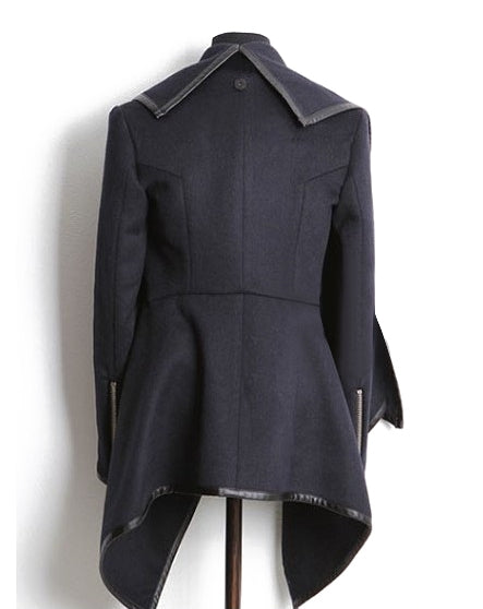 Fashionable Turtleneck Long Sleeve Asymmetric Coat For Women