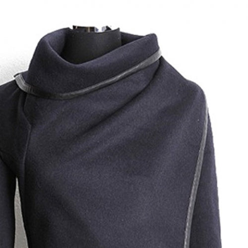 Fashionable Turtleneck Long Sleeve Asymmetric Coat For Women