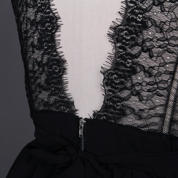 Lace Panel Back Cutout Mini Club Dress