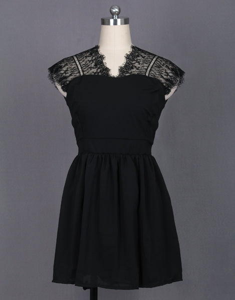 Lace Panel Back Cutout Mini Club Dress
