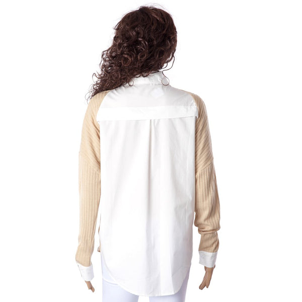 Casual Shirt Collar Long Sleeve Spliced Single-Breasted Women's Shirt
