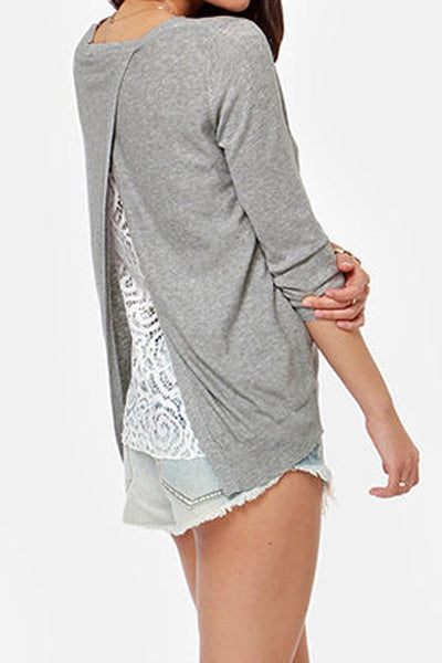 Stylish Scoop Neck Long Sleeve Spliced Asymmetrical Women's Knitwear