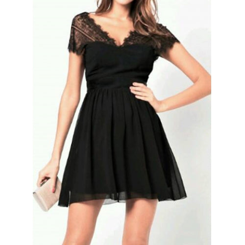 Lace Panel Back Cutout Mini Club Dress