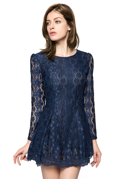 Lace Long Sleeve Short Cocktail Dress