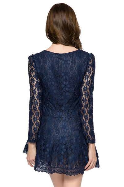 Lace Long Sleeve Short Cocktail Dress