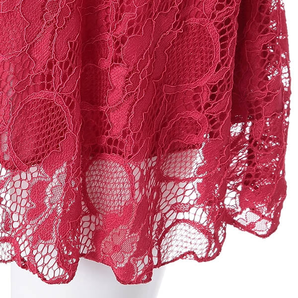 V Neck Backless Short Lace Prom Dress