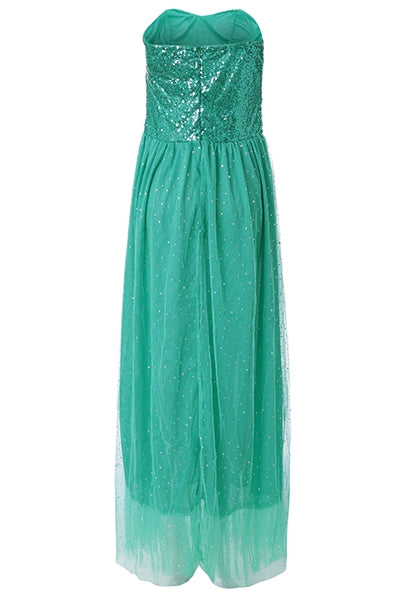 Strapless Sequin Long Swing Prom Evening Dress