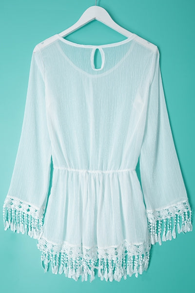 Lace Embellished Long Sleeve Dress