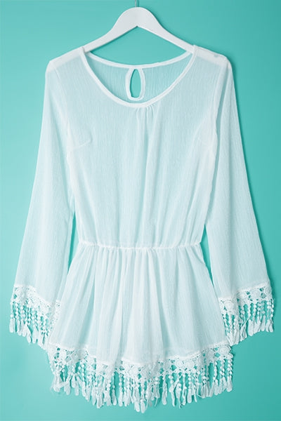 Lace Embellished Long Sleeve Dress