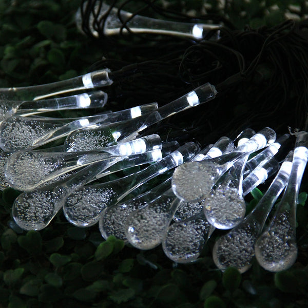 Christmas Tree Decors 5m 20 LED Solar String Light Water Drop Shape Lamp Xmas Tree Ornament