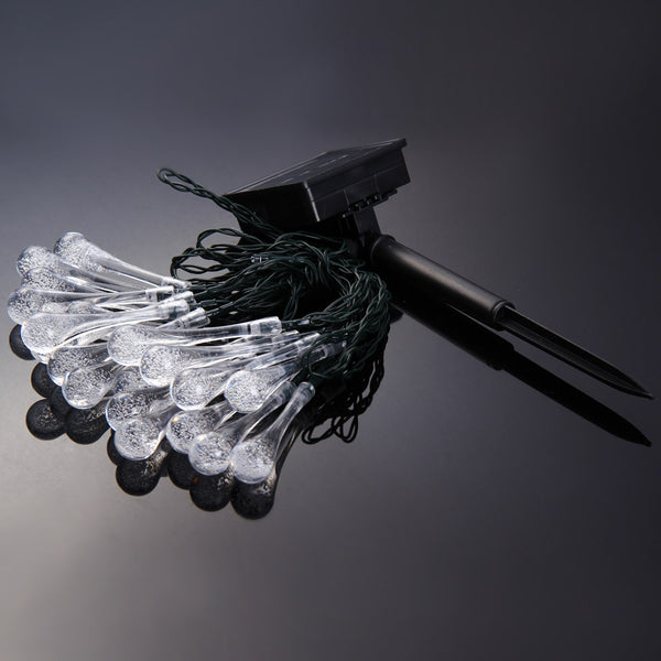 Christmas Tree Decors 5m 20 LED Solar String Light Water Drop Shape Lamp Xmas Tree Ornament