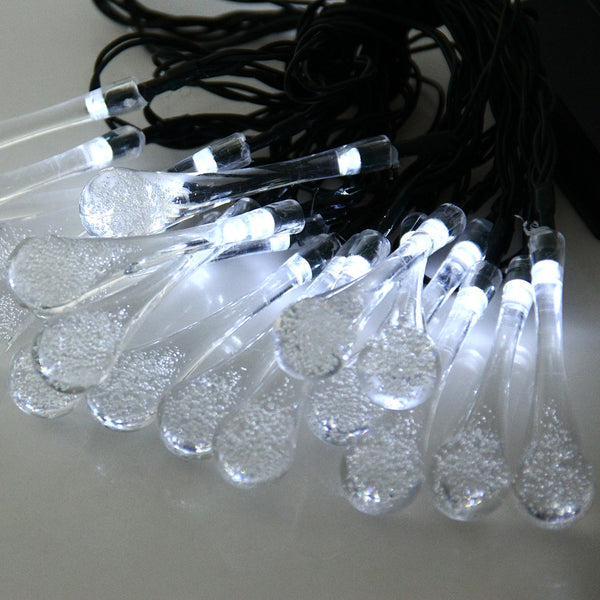 Christmas Tree Decors 5m 20 LED Solar String Light Water Drop Shape Lamp Xmas Tree Ornament