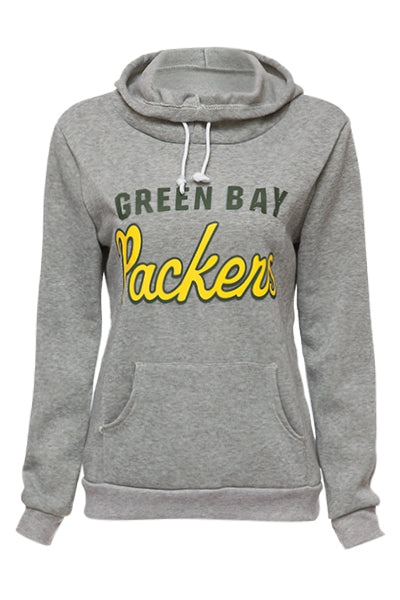 Casual Hooded Letter Print Drawstring Long Sleeve Hoodie For Women