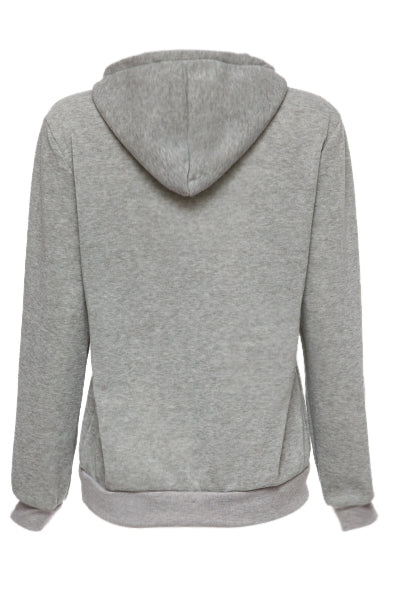 Casual Hooded Letter Print Drawstring Long Sleeve Hoodie For Women