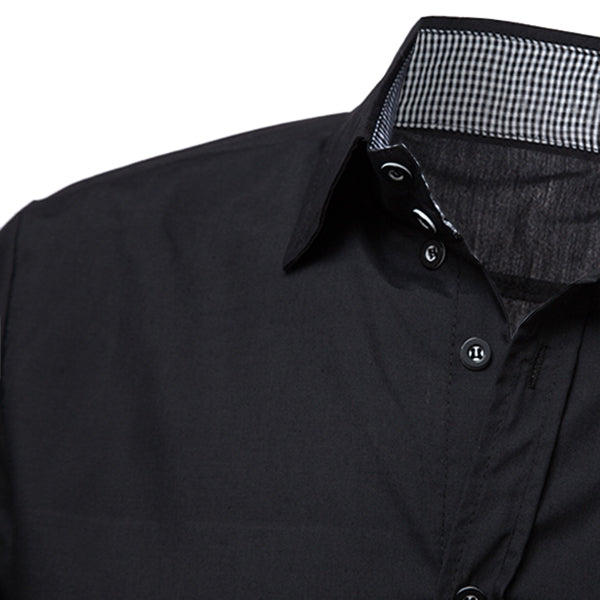 Stylish Shirt Collar Slimming Hit Color Splicing Pocket Design Half Sleeve Cotton Shirt For Men