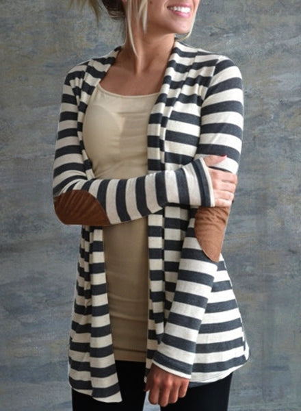 Stylish Long Sleeve Striped Slimming Blouse For Women