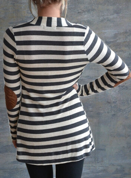 Stylish Long Sleeve Striped Slimming Blouse For Women