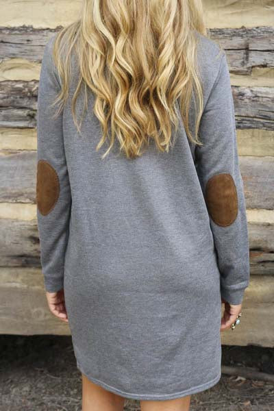 Stylish Round Neck Long Sleeve Spliced Loose-Fitting Women's Dress