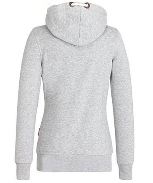 Fashionable Chic Long Sleeve Pure Color Hoodie for Women