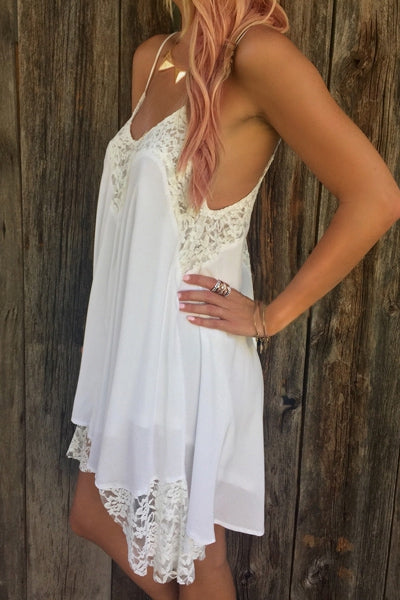 Spaghetti Strap Asymmetrical Backless Summer Dress