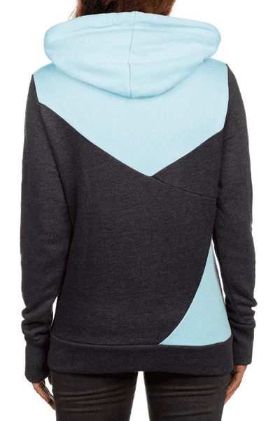 Chic Hooded Long Sleeve Color Block Pocket Design Women's Hoodie