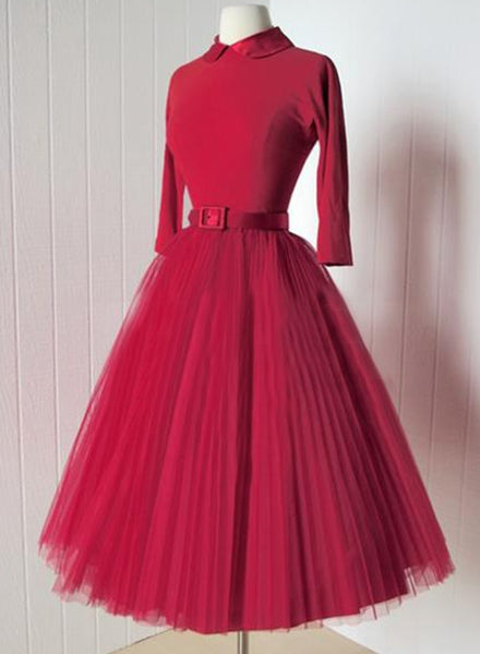 Peter Pan Collar Long Sleeve A-Line Midi Dress