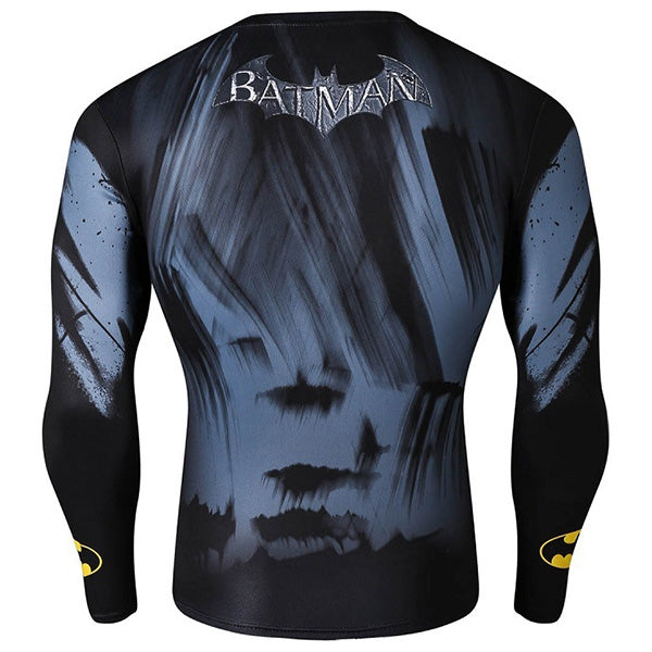Quick-Dry Skinny Cool 3D Batman Pattern Round Neck Long Sleeves Men's Superhero T-Shirt