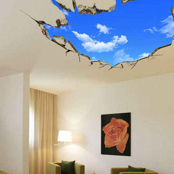 Chic Blue Sky and White Cloud Pattern Removeable 3D Wall Sticker