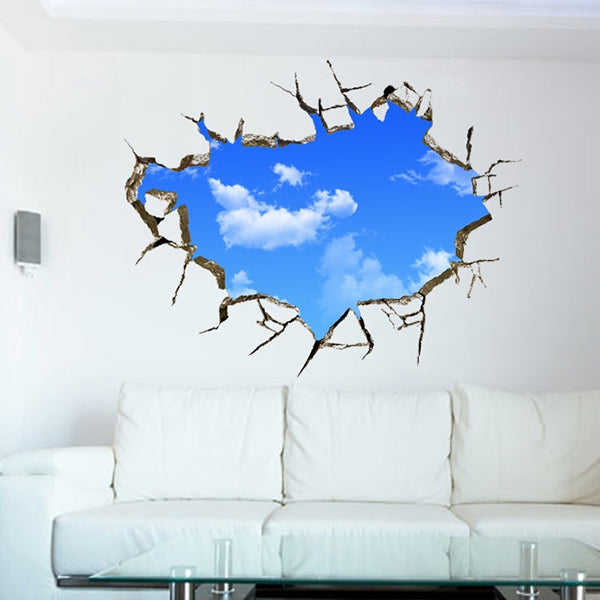Chic Blue Sky and White Cloud Pattern Removeable 3D Wall Sticker