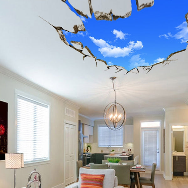 Chic Blue Sky and White Cloud Pattern Removeable 3D Wall Sticker