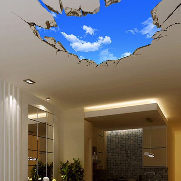 Chic Blue Sky and White Cloud Pattern Removeable 3D Wall Sticker