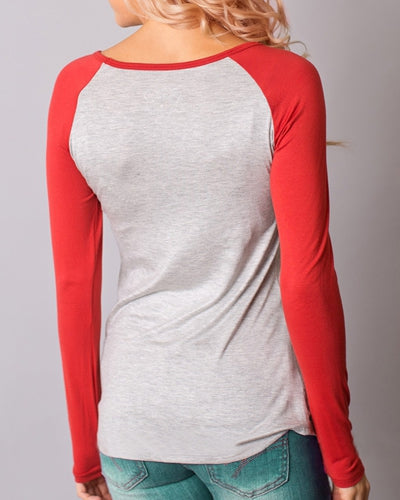 Christmas Slash Neck Long Sleeve Deer Pattern T-Shirt For Women