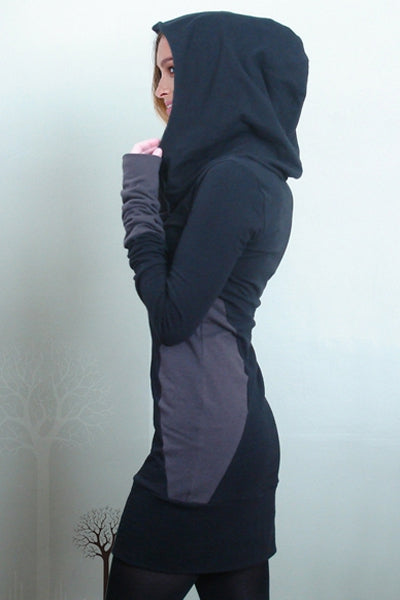Stylish Hooded Long Sleeve Color Block Slimming Women's Hoodie