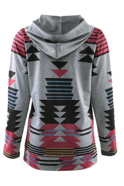 Casual Geometric Pattern Long Sleeves Hoodie For Women