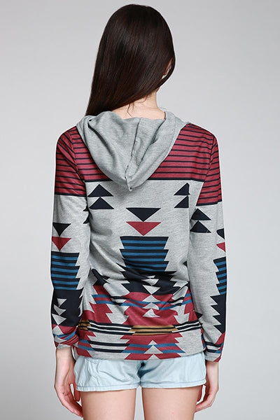 Casual Geometric Pattern Long Sleeves Hoodie For Women
