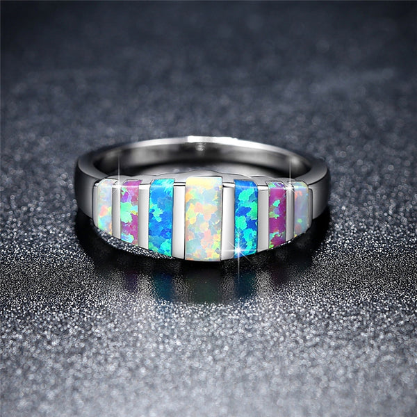 Opal Natural Stone Opal Ring Lady'S Hand