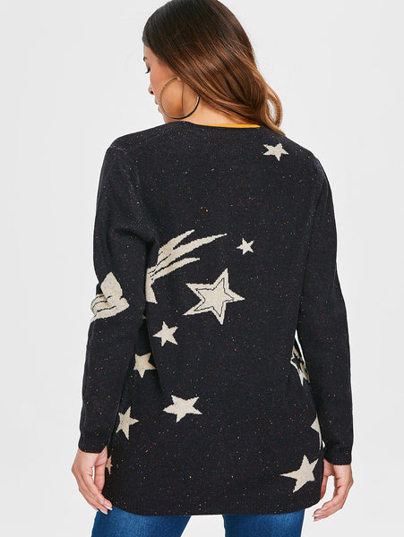Low Cut Star Print Cardigan