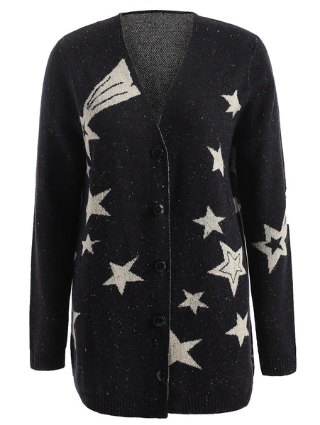 Low Cut Star Print Cardigan