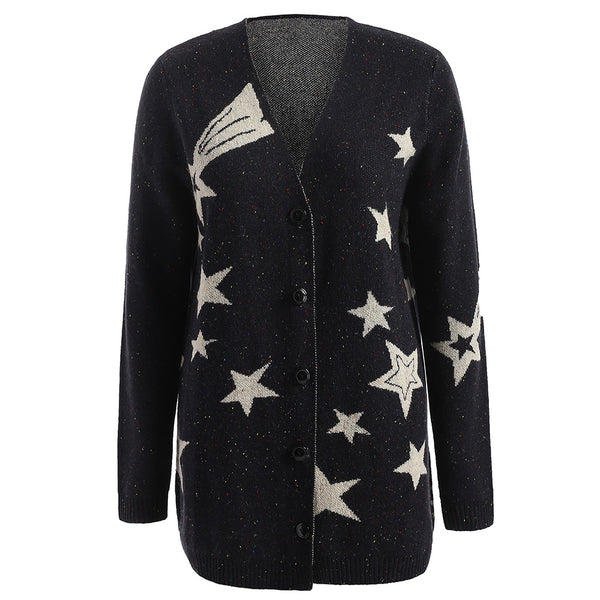 Low Cut Star Print Cardigan