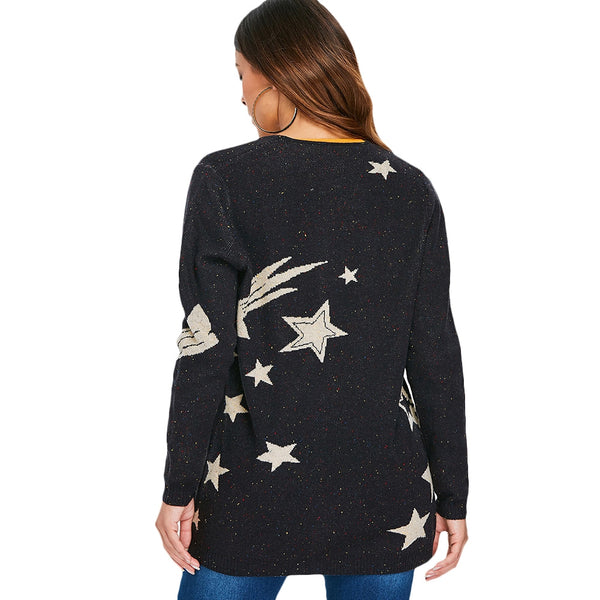 Low Cut Star Print Cardigan
