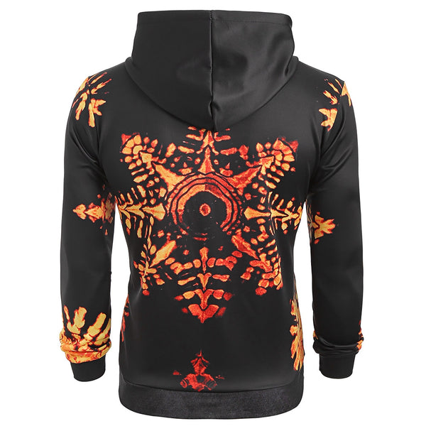 Snowflake Print Pocket Long Sleeve Hoodie